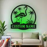 Custom Flamingo LED Sign | Personalized Metal Wall Art | Tropical Beach House & Patio Decor | Custom Name Gift