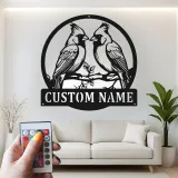 Personalisierte LED-Metall-Wandkunst mit Kardinalpaar – Geschenk für Vogelliebhaber, Naturdeko fürs Wohnzimmer