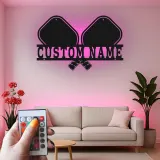 Personalized Pickleball Sign with LED | Custom Metal Name Art | Game Room Decor & Player Gift