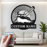 Cartel de metal LED personalizado de kitesurfista, regalo para entusiastas de deportes acuáticos, decoración para casa de playa