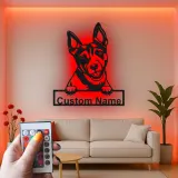 Personalisierte LED-beleuchtete Metall-Wandkunst mit Hundemotiv – Geschenk für Haustiereltern, Wohn- oder Eingangsbereich-Deko
