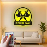 Personalisierte Skull LED-Leuchtschilder | Individuelles Metallschild für Tattoo-Studios | Edles Dekor für Tattoo-Studios und Künstlergeschenke