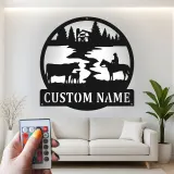 Personalisierte Cowboy Ranch LED Metallschild | Individuelle Familienname Wandkunst | Rustikale Landhausdekoration | Laser-cut Stahl Western Geschenk
