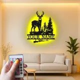 Insegna in metallo personalizzata per cacciatori di cervi con luce LED regalo personalizzato per cacciatori decorazione rustica per cabine 3