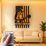 Insegna in metallo personalizzata con saldatore e bandiera americana retroilluminata, regalo personalizzato per decorare officine di saldatori