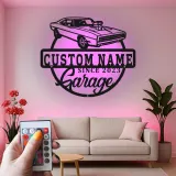Cartel de metal LED de coche deportivo personalizado Regalo para él Decoración de man cave 1
