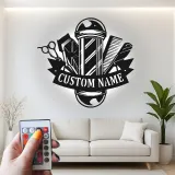Insegna in metallo LED a forma di palo da barbiere personalizzata, regalo per barbieri, decorazione per saloni per parrucchieri