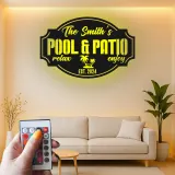 Custom Metal Pool Sign with LED | Personalized Patio & Bar Decor | Tropical Palm Tree Wall Art