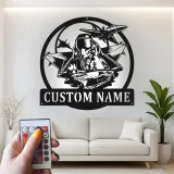 Enseigne pilote avion de chasse personnalisée | Art mural LED en métal | Décoration murale aviation pour aviateurs et cadeau militaire