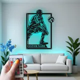 Insegna in metallo personalizzata con luce LED per giocatore di pallavolo - Regalo per atleti e decorazione per sala giochi