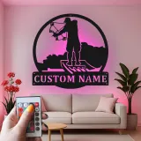 Décoration murale en métal personnalisée avec éclairage LED pour passionnés de tir à l'arc - Décor de man cave