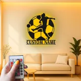 Cartel LED de Jugador de Fútbol Personalizado | Decoración Mural de Metal Personalizada | Decoración de Habitación de Adolescentes y Regalo Deportivo para Atletas