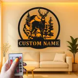 Cartel de metal LED de ciervo personalizado Regalo para cazadores Decoración de cabaña rústica