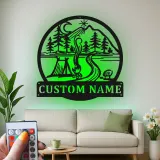 Décoration murale en métal LED personnalisée sur le thème du camping