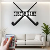 Enseigne hockey sur gazon personnalisée | Décoration murale LED en métal avec prénom | Cadeau pour athlète et déco de chambre ado