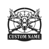 Panneau en métal de chasse à l'élan | Décoration murale personnalisée avec rétroéclairage | Cadeau personnalisé pour chasseur | Décor de chalet et de lodge