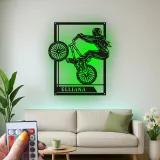 Insegna in metallo LED personalizzata per ciclisti con BMX Rider - Regalo per ciclisti, decorazione per garage o camera da letto