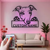 Cartel de metal LED personalizado de Galgo, regalo para amantes de los perros, decoración para el salón 1