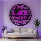 Cartel de metal LED personalizado de vaquero y caballo, regalo western para él, decoración rústica para rancho 3