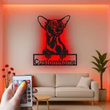 Custom Oriental Shorthair Cat Led Light Metal Wall Art Personalized Cat Lover Gift Bedroom Pet Decor