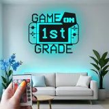 Gamer LED Sign for Wall | Custom 1st Grade Gift | Metal Art for Kids Room | Gaming Decor Light