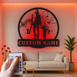 Personalized Saxophone Player LED Sign | Custom Musician & Child Metal Wall Art | Music Room Decor | Gift for Dad