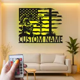 Kneeling Soldier Metal Sign | Custom Military Memorial Wall Art | Personalized Veteran Remembrance Gift with LED