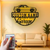 Custom Car Garage Led Light Metal Wall Art Personalized Gift for Car Enthusiasts Garage Decor Sign