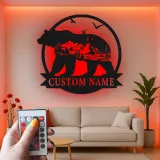 Silhouette de oso LED de metal personalizado regalo para amantes de la naturaleza decoración de cabaña