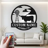 Texas Longhorn Metal Sign | Custom LED Wall Art for Modern Farmhouse Decor | Personalized Rancher & Cowboy Gift