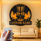Insegna in metallo LED personalizzata per cestino da disc golf - Regalo per giocatori di disc golf e decorazione per sala giochi 1