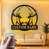 Custom Buffalo Led Light Metal Wall Art Personalized Rustic Gift for Home Living Room or Office Decor