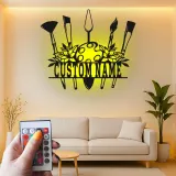 Insegna in metallo personalizzata con luce LED a forma di tavolozza per artisti regalo personalizzato per pittori, decorazione per studio o sala d'arte