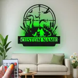Personalisierte LED-Metall-Wandkunst mit Entenjagd – Geschenk für Jäger, Deko für Männerhöhle oder Ferienhaus