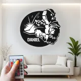 Décoration murale en métal LED personnalisée pour soudeur - Cadeau pour passionné de soudage, décoration de garage ou d'atelier 1
