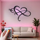 Signe LED en métal cœur infini personnalisé | Décoration murale avec nom et date | Cadeau romantique d’anniversaire pour couple | Déco chambre