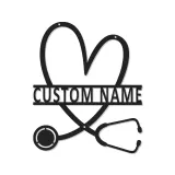 Personalisierte Stethoskop-Schild | LED Metall-Wandkunst für Arztpraxen | Individuelles Geschenk für Krankenschwestern | Klinik Wanddeko