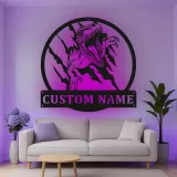 Décoration murale en métal personnalisée avec lumière LED en forme de dinosaure pour la chambre ou la salle de jeux des enfants