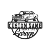 Insegna in metallo LED personalizzata per garage con auto muscolare regalo per appassionati di auto decorazione man cave 2