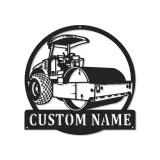 Cartel de metal LED de rodillo de carretera | Decoración mural de vehículo de construcción personalizada | Regalo personalizado para operadores de garaje