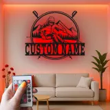 Personalisierte LED-beleuchtete Metall-Wandkunst für Skifahrer – Einzigartiges Geschenk für Ski-Enthusiasten im Berg-Lodge-Dekor