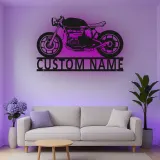 Décoration murale en métal personnalisée Café Racer avec rétroéclairage pour passionnés de moto