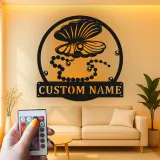 Insegna LED con Conchiglia di Ostrica | Arte Murale in Metallo Personalizzata | Decorazione Costiera Moderna per Casa al Mare, Salone e Spa | Regalo Nautico Personalizzato
