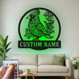 Décoration murale en métal personnalisée avec oiseau cardinal et rétroéclairage LED - Cadeau pour amoureux de la nature - Décor pour salon ou jardin