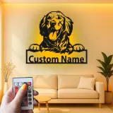 Insegna in metallo LED personalizzata per mamma di cani Golden Retriever, regalo per il soggiorno