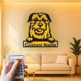Décoration murale en métal LED personnalisée pour chien Terrier - Cadeau pour les propriétaires d'animaux