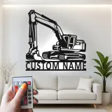 Insegna in metallo LED personalizzata per escavatore - Regalo per appassionati di costruzione