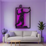 Insegna in metallo personalizzata con luce LED per giocatori di tennis - Regalo per appassionati di tennis e decorazione per sale giochi
