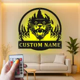 Insegna in metallo LED personalizzata con pantera, regalo per amanti della fauna selvatica, decorazione rustica per cabin