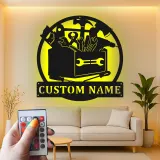 Insegna LED Toolbox Personalizzata | Arte Murale in Metallo Personalizzata | Decorazione per Laboratorio e Garage | Regalo per Falegname o Artigiano
